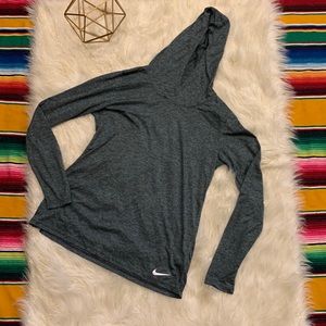 Nike Dri-Fit Blue Grey Long Sleeve Hooded Shirt Women’s Medium
